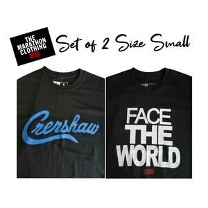 NWT The Marathon Clothing 2-Pk T-Shirt Crenshaw Face The World In Black Size S